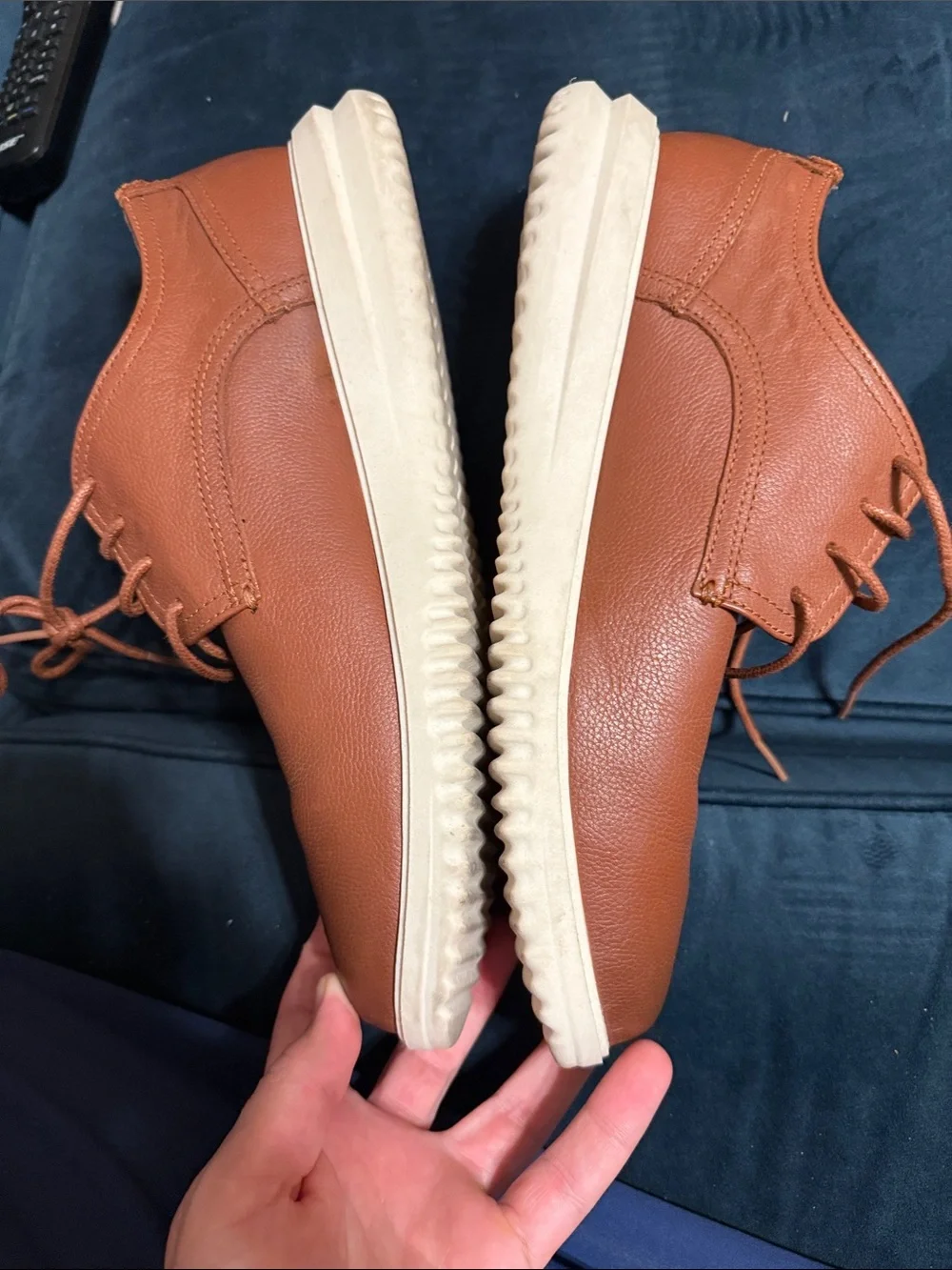 Cole Haan Tan Leather Chukka Boots with Cream Sole